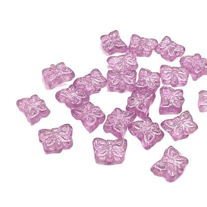 9x7mm Czech Glass Vintage Style Butterfly Beads - Lilac - Pack of 5