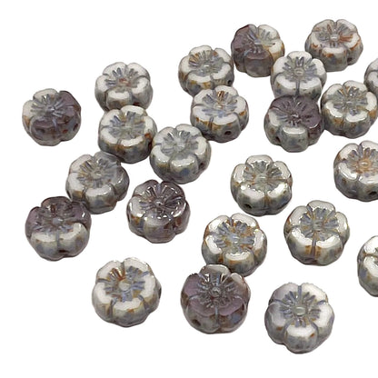 8mm Czech Glass Mallow Flower Bead - Slate Blue - Per Piece