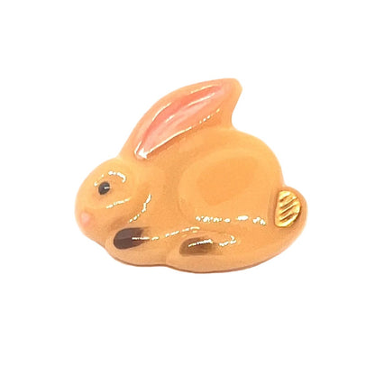 Vintage Czech Glass Fawn Rabbit Button 26x21mm - Hand Painted