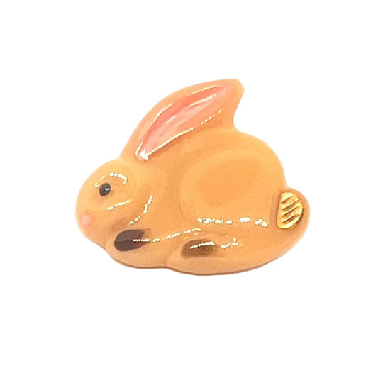 Vintage Czech Glass Fawn Rabbit Button 26x21mm - Hand Painted