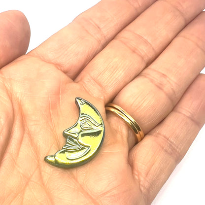 Vintage Czech Glass Half Moon Button 25x15mm