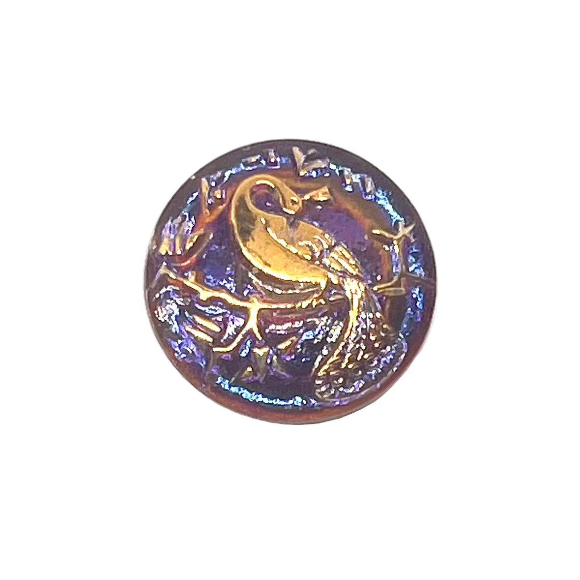 Vintage Czech Glass Peacock Button 22mm - Purple
