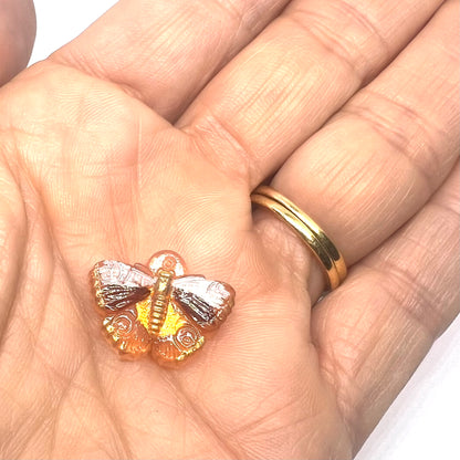 Vintage Czech Glass Angerona Moth Button 20x15mm