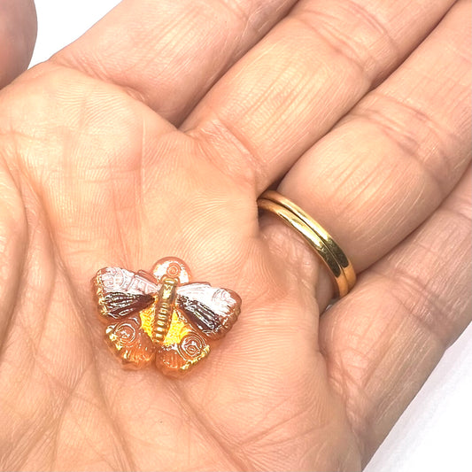 Vintage Czech Glass Angerona Moth Button 20x15mm