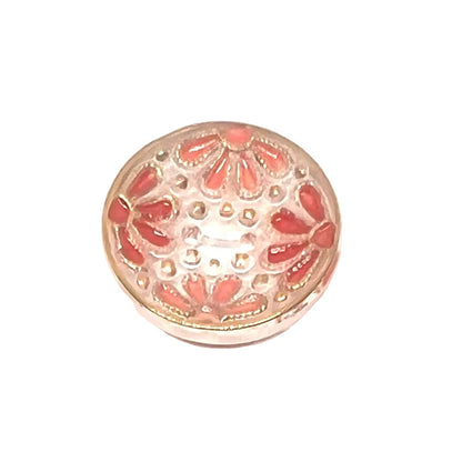 Vintage Czech Glass Hand Painted Flower Button 18mm - Red