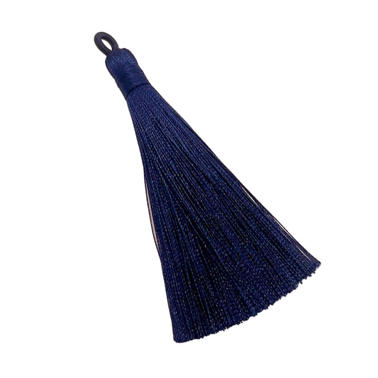 Long 8cm Satin Tassel - Navy Blue