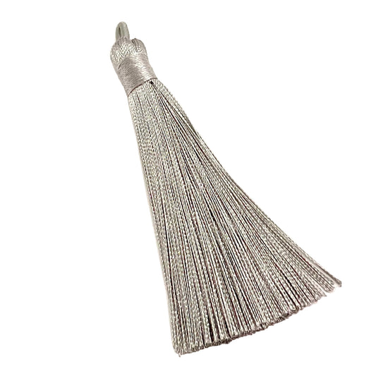 Long 8cm Satin Tassel - Silver Grey