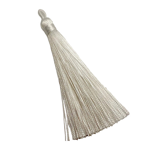 Long 8cm Satin Tassel - Snow White