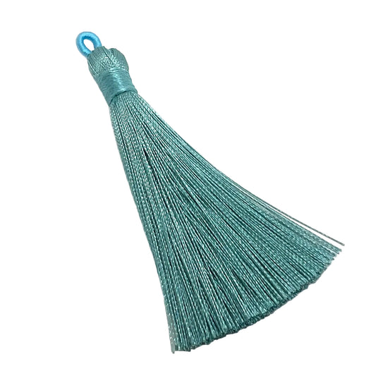 Long 8cm Satin Tassel - Turquoise