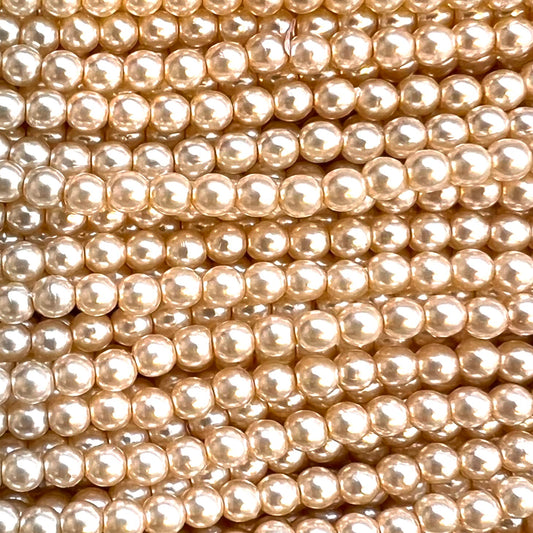 3mm Czech Round Glass Pearl Strand of 74 – 70414 – Cream