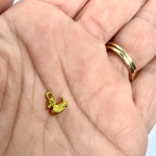 Raw Brass Mini Duck Charms 8x8mm  - Per Piece