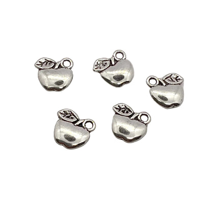 Antique Silver Apple Charm 10x10mm - Pack of 5