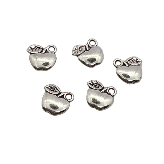Antique Silver Apple Charm 10x10mm - Pack of 5