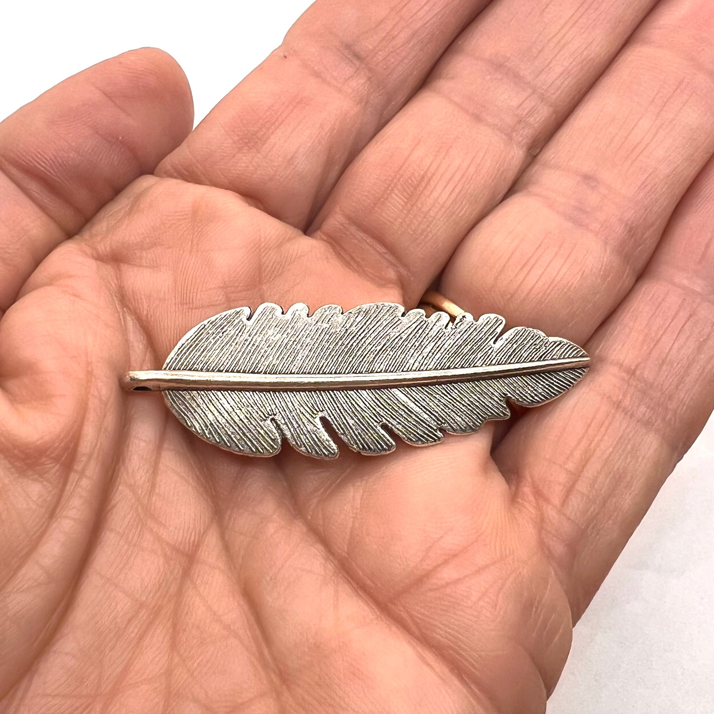 Antique Silver Leaf Pendant 54x18mm - Pack of 1