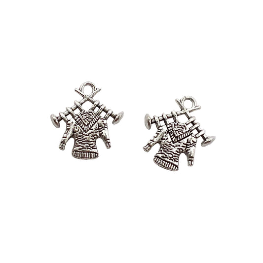 Antique Silver Knitted Jumper Charm 18x14mm - Pack of 2