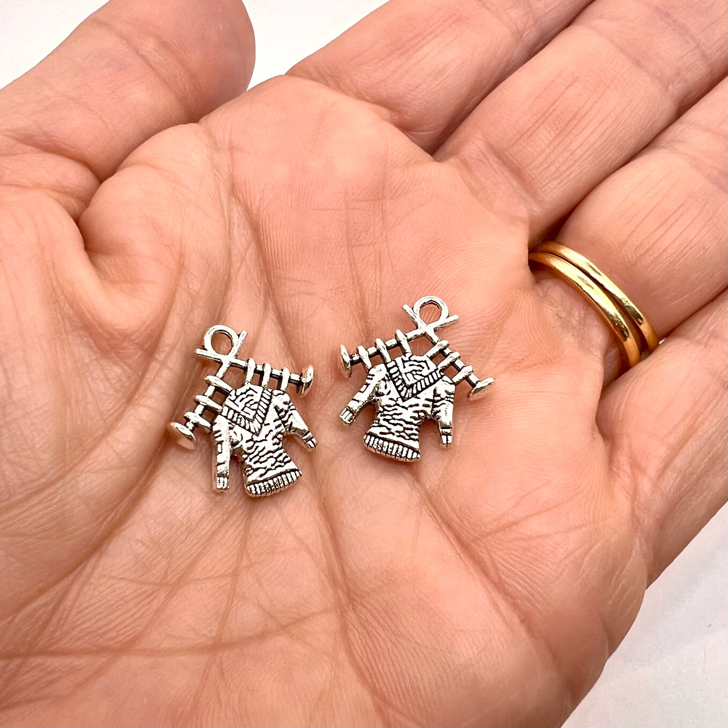 Antique Silver Knitted Jumper Charm 18x14mm - Pack of 2
