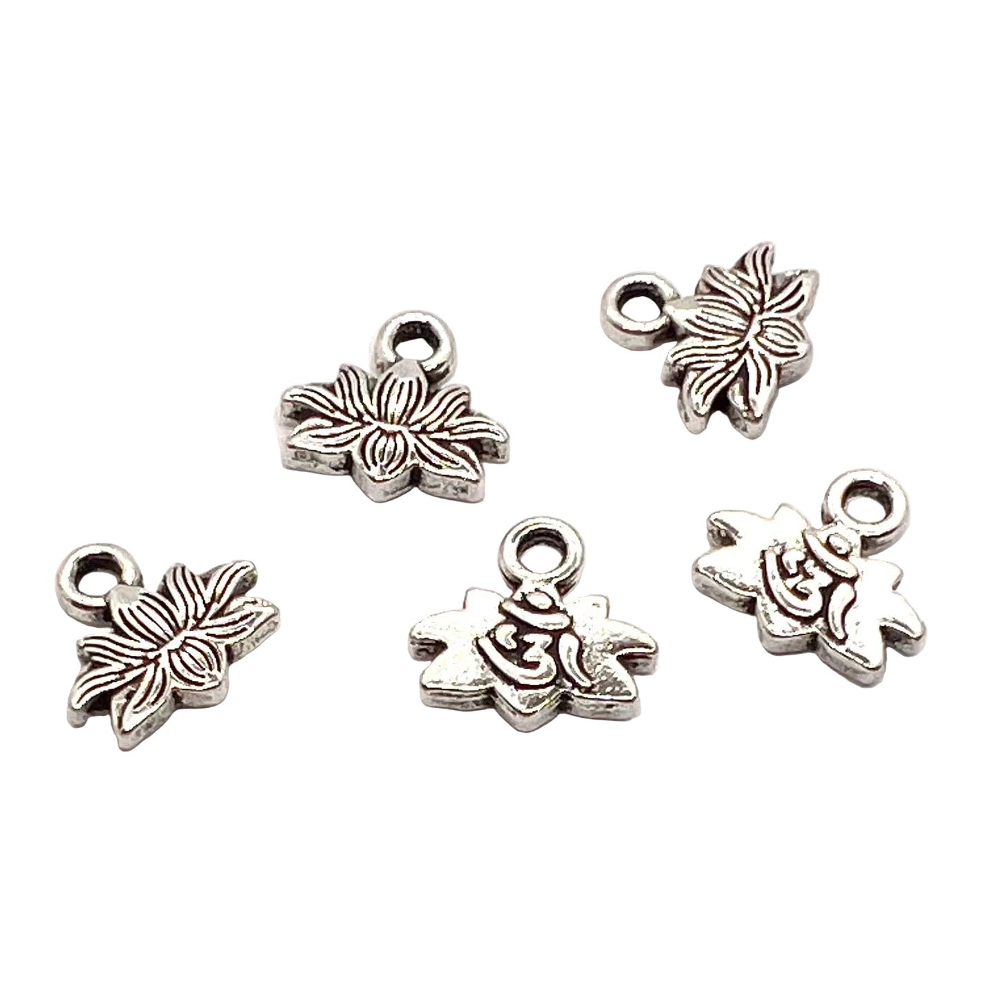 Antique Silver Mini Lotus Flower Charm 10x10mm - Pack of 5