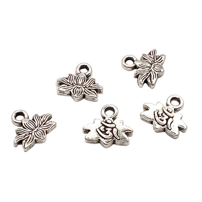 Antique Silver Mini Lotus Flower Charm 10x10mm - Pack of 5