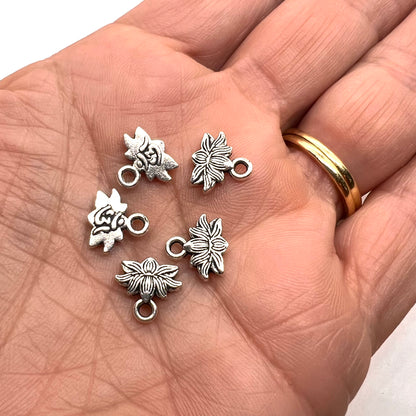 Antique Silver Mini Lotus Flower Charm 10x10mm - Pack of 5