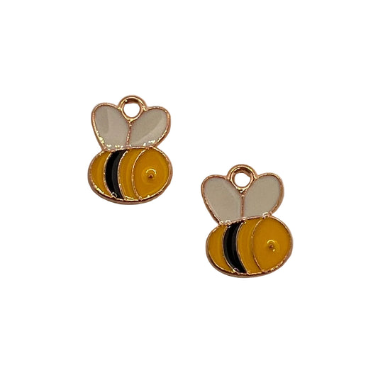 Gold Plated Enamel Bumble Bee Charm 14x11mm - Pack of 2
