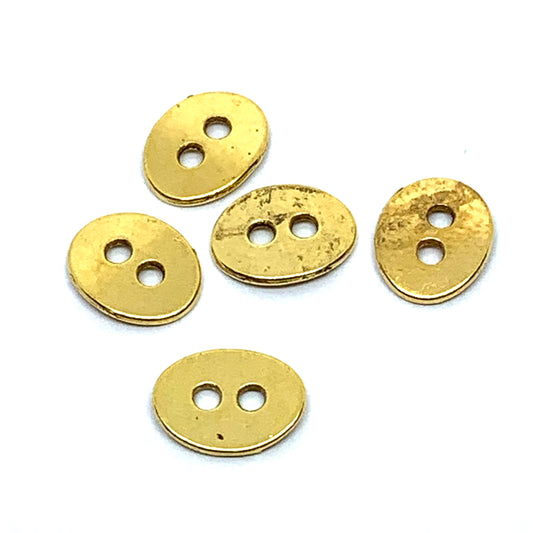 Gold Plated Oval Buttons 11x14mm – Pack of 5