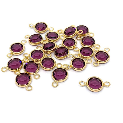 Gold Plated Preciosa Birthstone Channel Link - 6mm - Amethyst (February Birthstone)