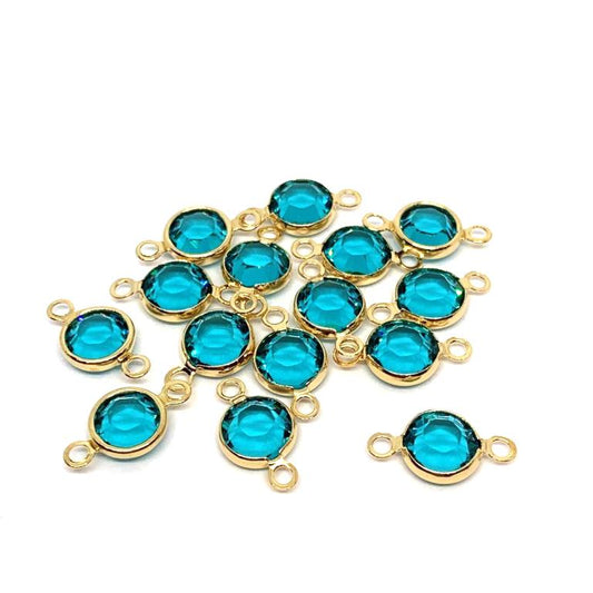 Gold Plated Preciosa Birthstone Channel Link - 6mm - Blue Zircon (December Birthstone)