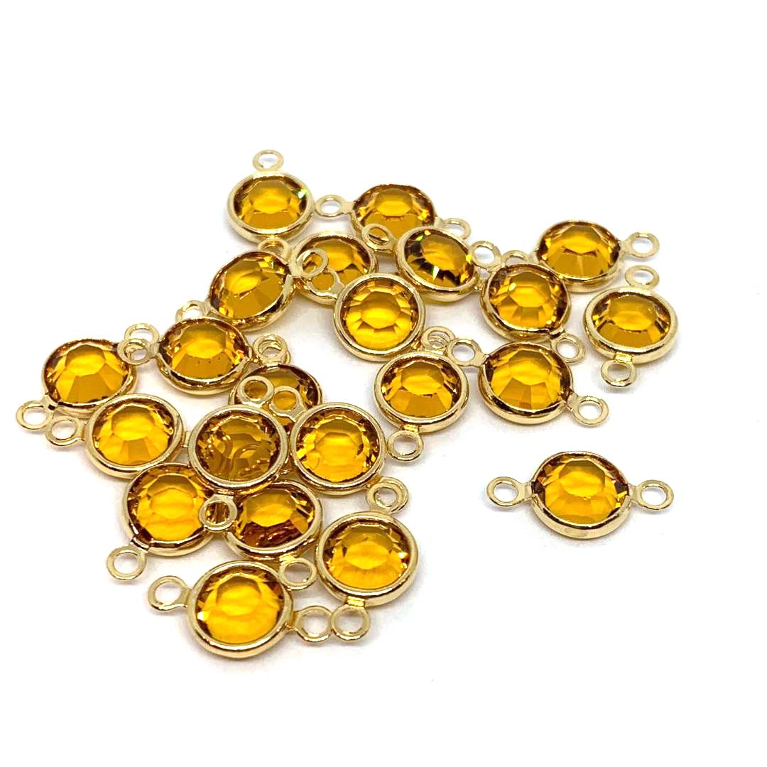 Gold Plated Preciosa Birthstone Channel Link - 6mm - Topaz (November Birthstone)
