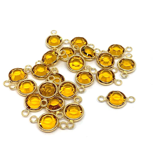 Gold Plated Preciosa Birthstone Channel Link - 6mm - Topaz (November Birthstone)