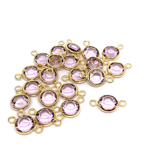 Gold Plated Preciosa Birthstone Channel Link - 6mm - Light Amethyst (June Birthstone)