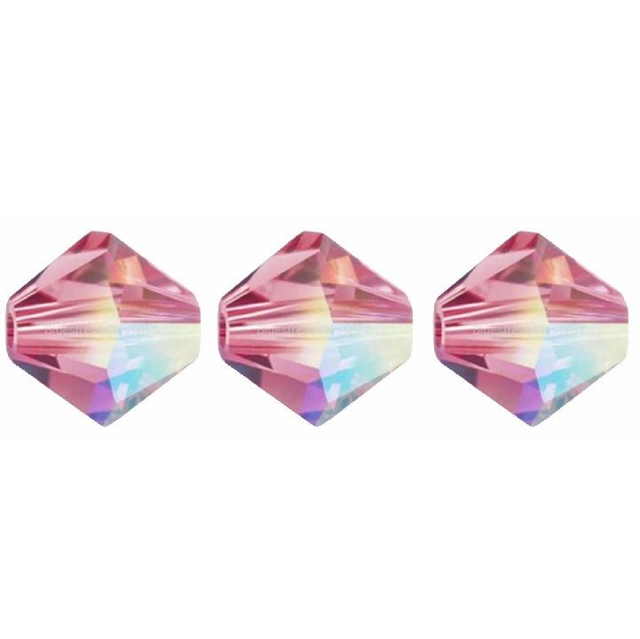 4mm Preciosa Bicones – Indian Pink AB2X – Pack of 30