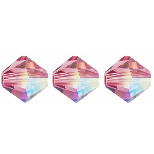 4mm Preciosa Bicones – Indian Pink AB2X – Pack of 30