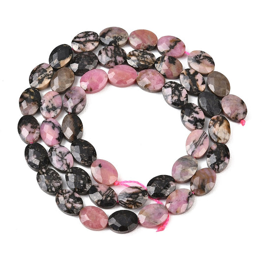 8x6mm Natural Rhodonite Oval Facted Bead Strand – Approx 45 Beads
