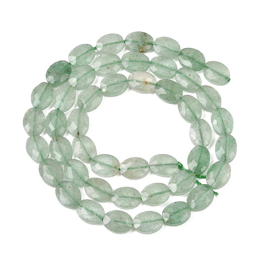 8x6mm Natural Green Aventurine Oval Facted Bead Strand – Approx 45 Beads