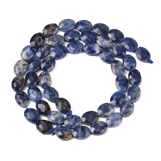 8x6mm Natural Blue Sodalite Oval Facted Bead Strand – Approx 45 Beads