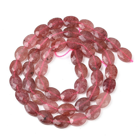 8x6mm Natural Pink Strawberry Quartz Oval Facted Bead Strand – Approx 45 Beads