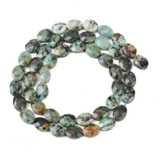 8x6mm Natural African Turquoise Oval Facted Bead Strand – Approx 45 Beads
