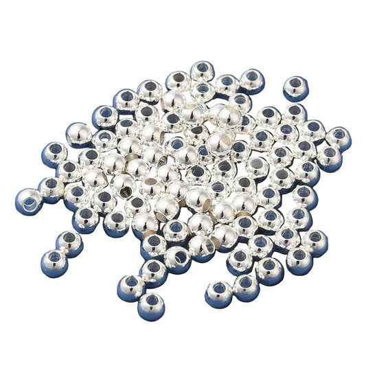 3mm Silver Plated Round Spacer Beads – Bag of 50 - Premium