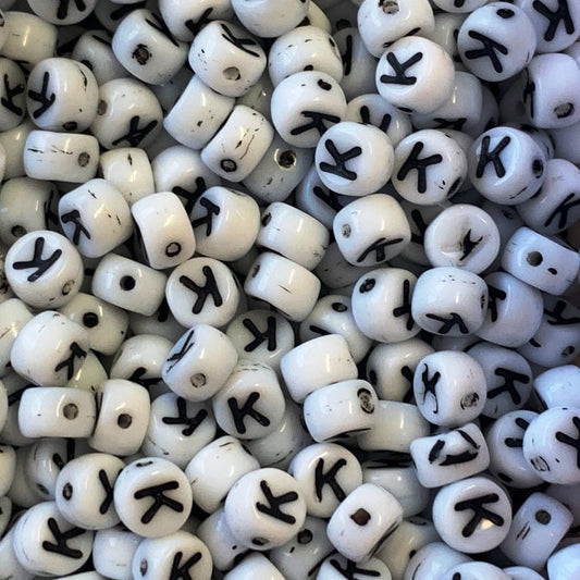 Czech Glass Alphabet Bead - K