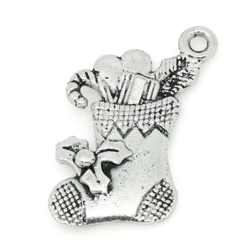 Antique Silver Stocking Charm 20x16mm