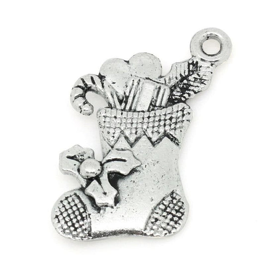 Antique Silver Stocking Charm 20x16mm