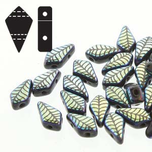 Kite Bead 9x5mm – 10g – Jet Laser Leaf