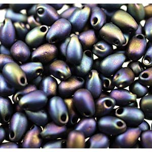 Miyuki Long Drops 3x5mm - 25g Bag - Matte Black AB