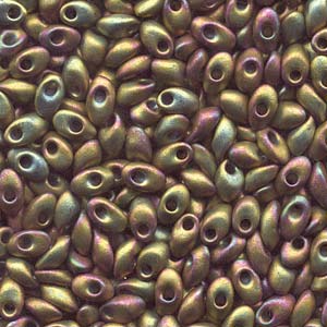 Miyuki Long Magatama 4x7mm - 5g Bag – Matte Metallic Khaki Iris