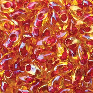 Miyuki Long Magatama 4x7mm - 5g Bag - Dark Pink Lined Amber
