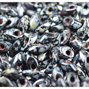 Miyuki Long Magatama 4x7mm - 5g Bag – Picasso Smoky Black Matte