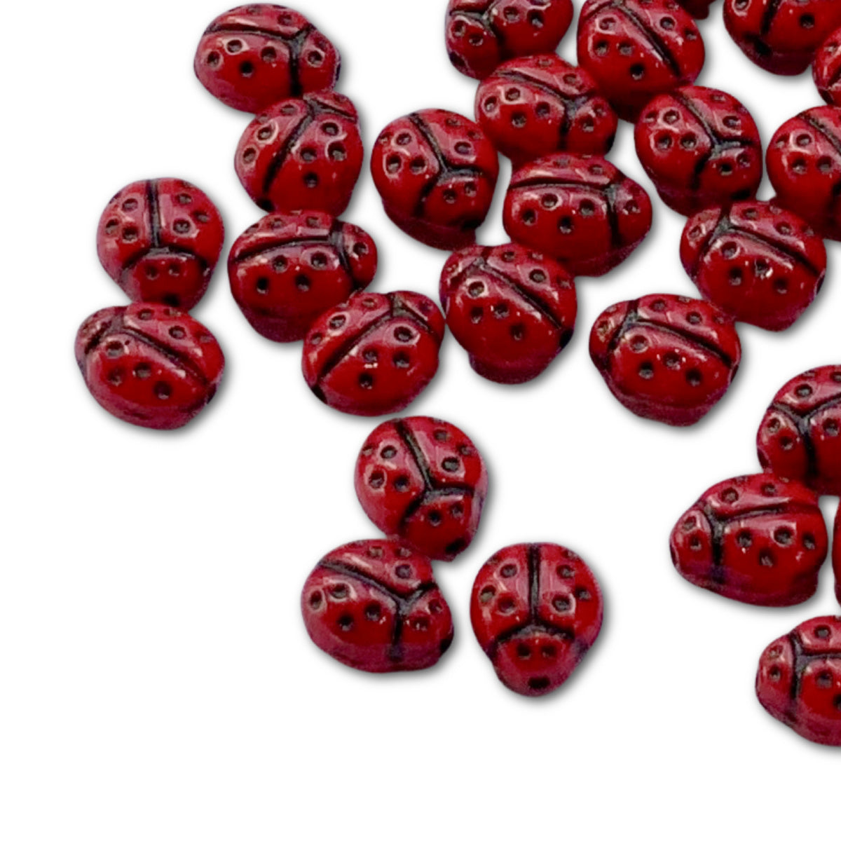 Czech Glass Large Ladybird Beads – 9x7mm – Pack of 10