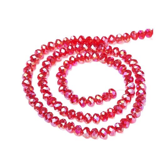 6x8mm Crystal Rondelle Bead Strand – Approx 70 Beads – Light Siam Shimmer
