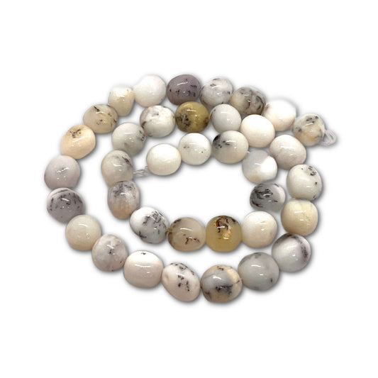 9-10mm Natural White African Opal Nugget Gemstone Strand – Approx 32 Beads