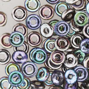 O Beads 3.8x1mm – 5g Bag – Crystal Graphite Rainbow